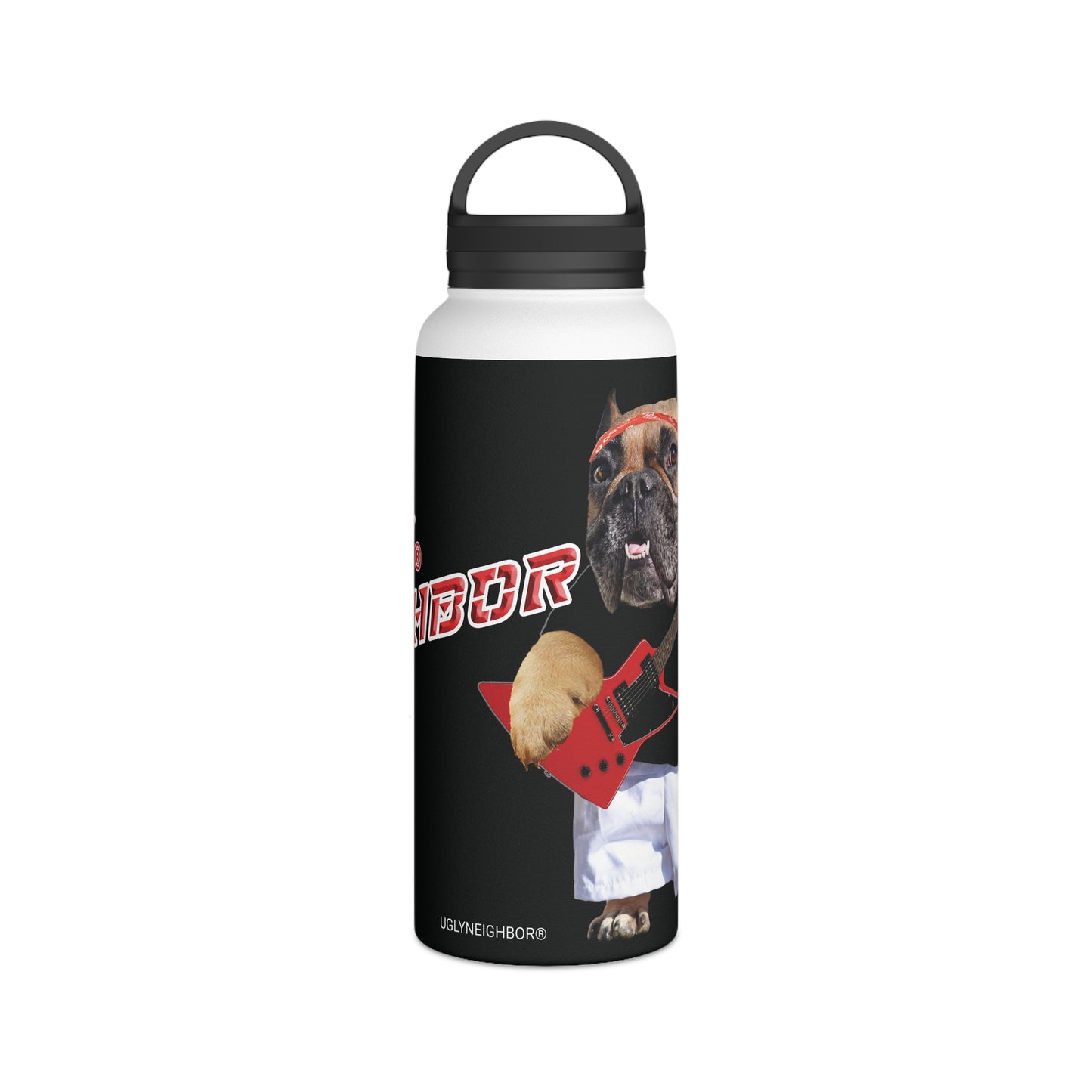 Ugly Neighbor Stainless Steel Water Bottle, Handle Lid