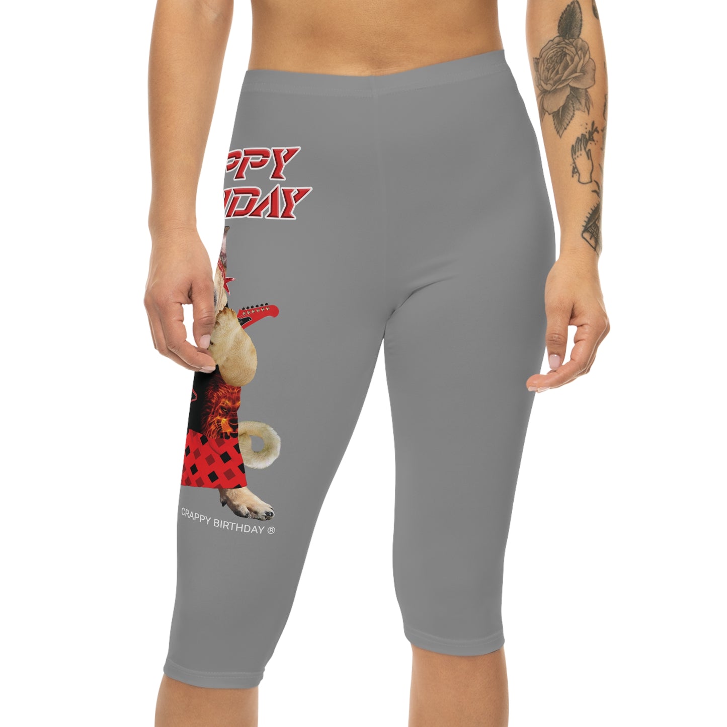 Crappy Birthday II Women’s Capri Leggings - Grey