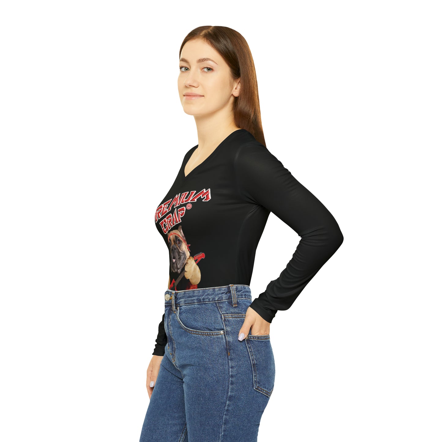 Premium Crap Women's Long Sleeve V-neck Shirt - Black