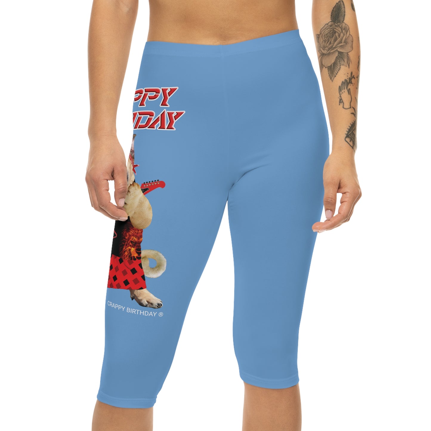 Crappy Birthday II Women’s Capri Leggings - Light Blue