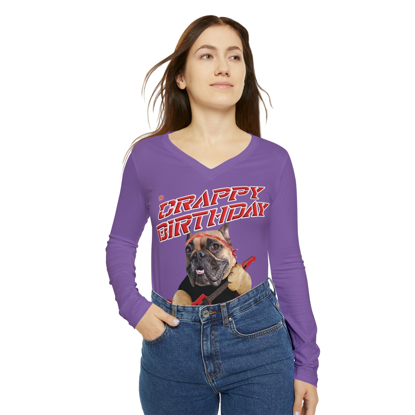 Crappy Birthday II Women's Long Sleeve V-neck Shirt - Light Purple