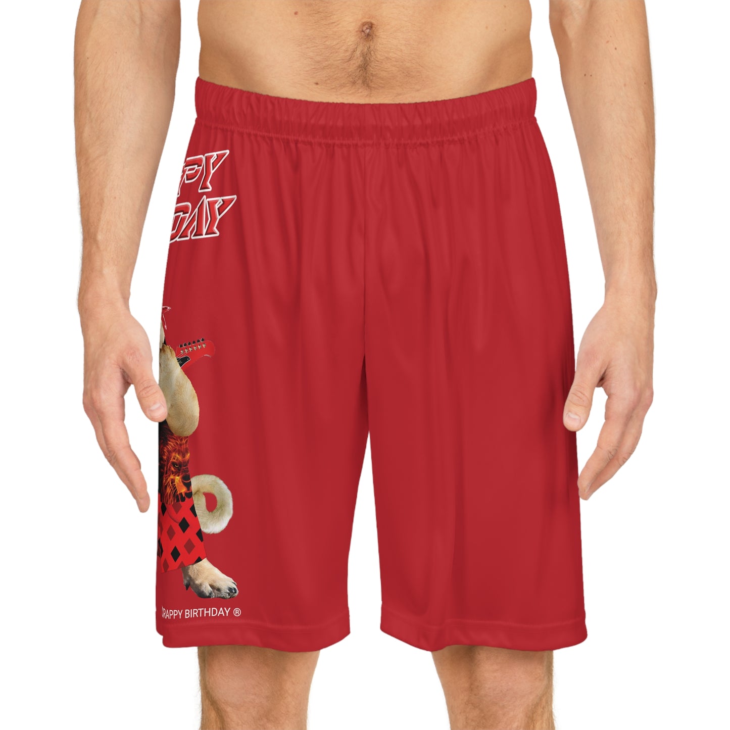 Crappy Birthday II Basketball Shorts - Dark Red