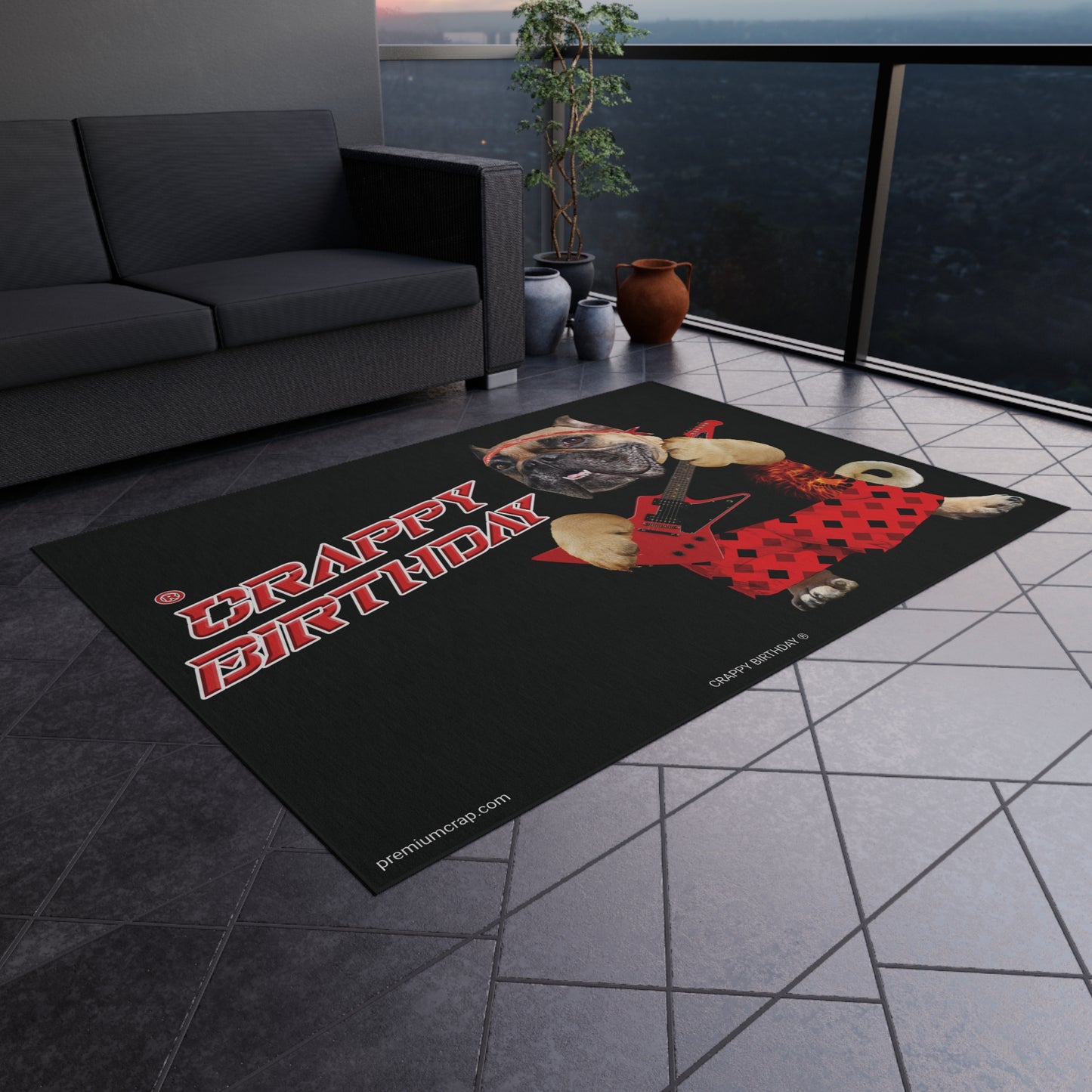 Crappy Birthday II Outdoor Rug