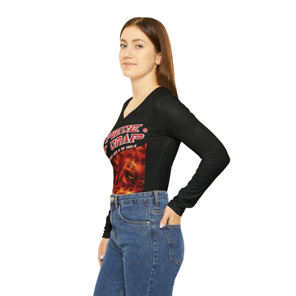 A Piece Of Crap Chic Long Sleeve V-Neck Tee - Black