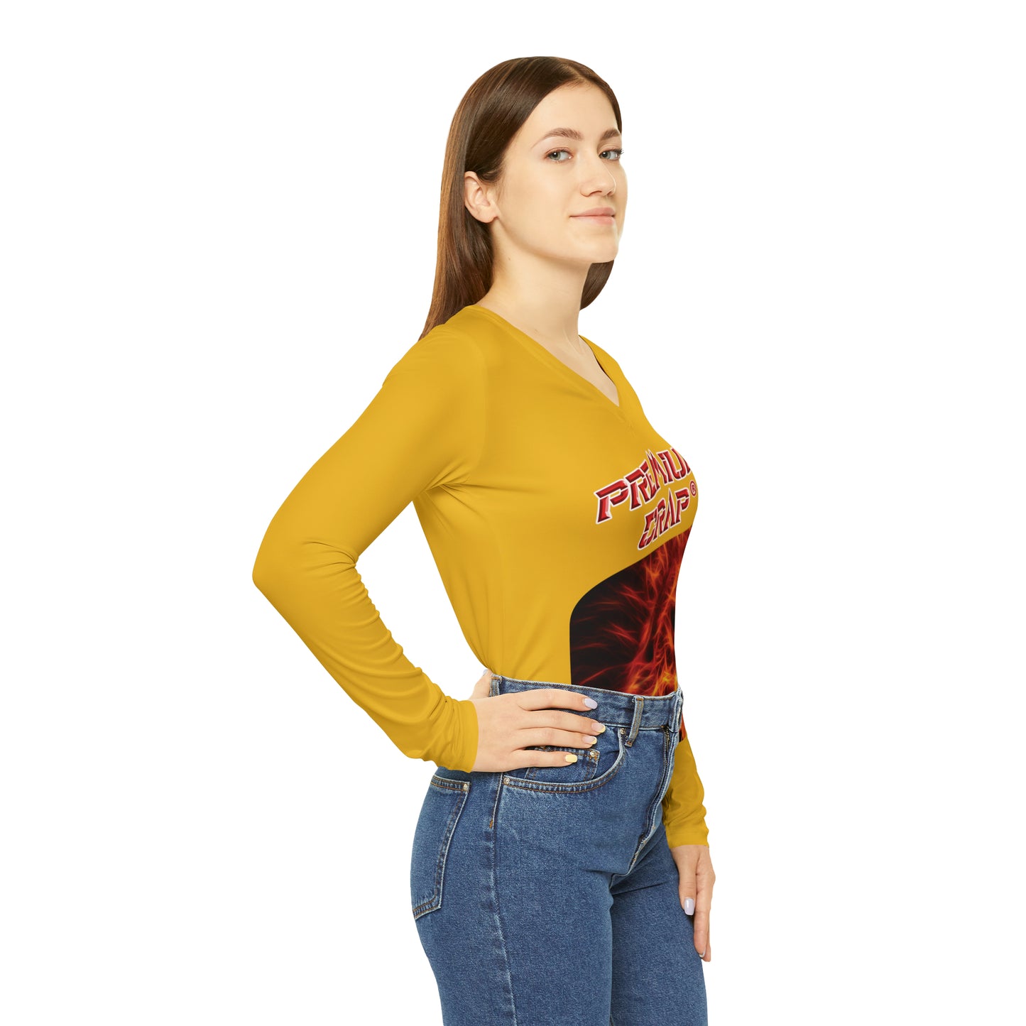 Premium Crap Chic Long Sleeve V-Neck Tee - Yellow