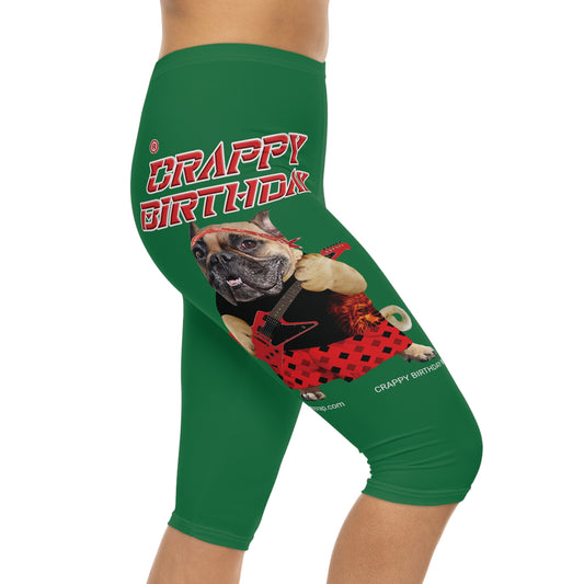 Crappy Birthday II Women’s Capri Leggings - Dark Green