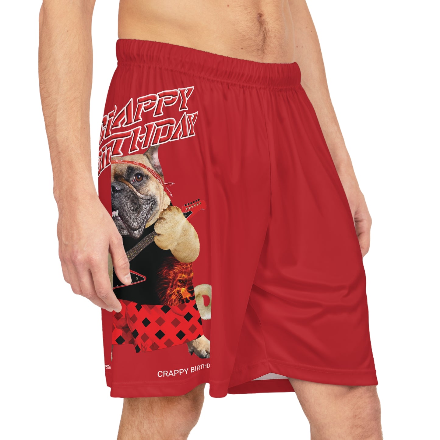 Crappy Birthday II Basketball Shorts - Dark Red