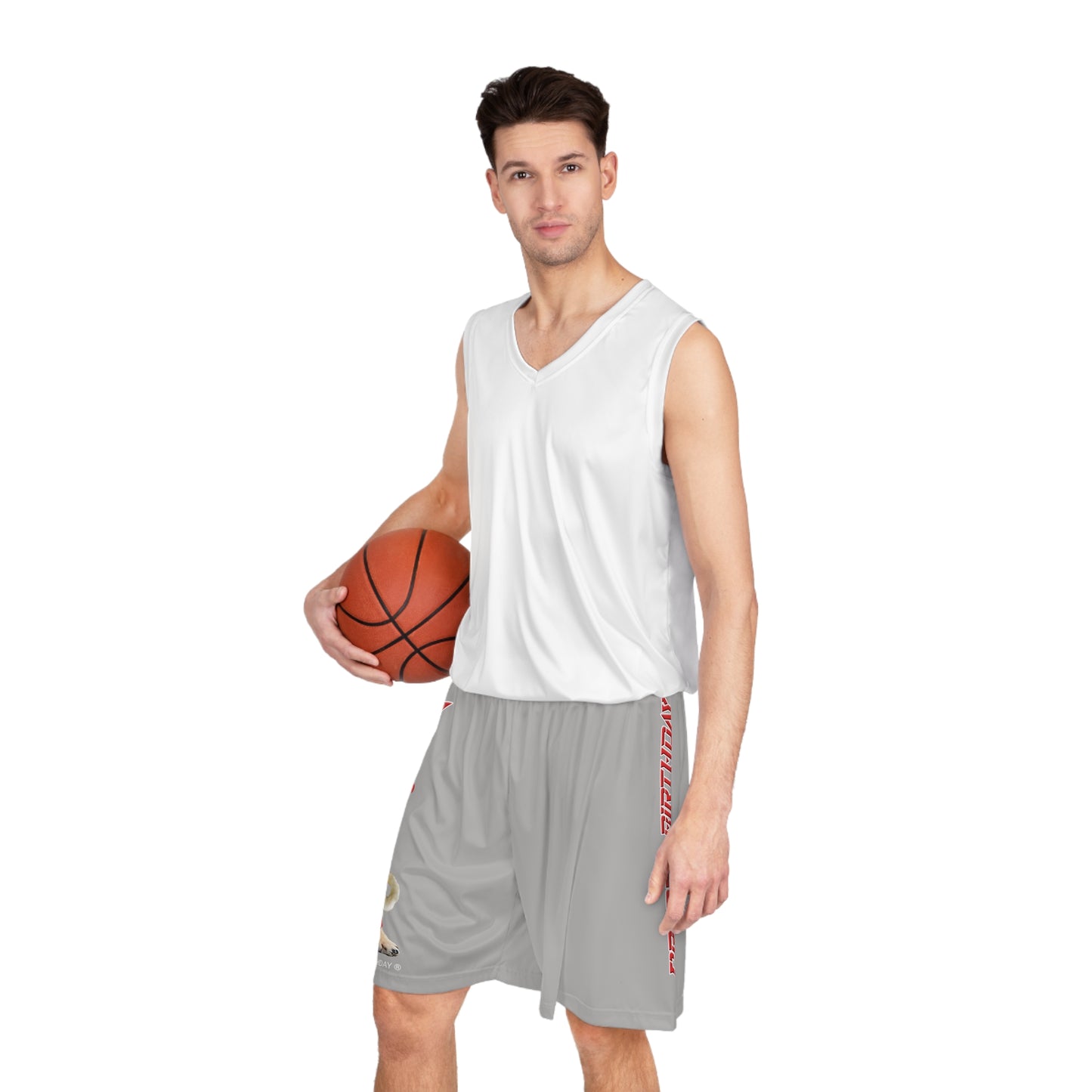 Crappy Birthday II Basketball Shorts - Light Grey