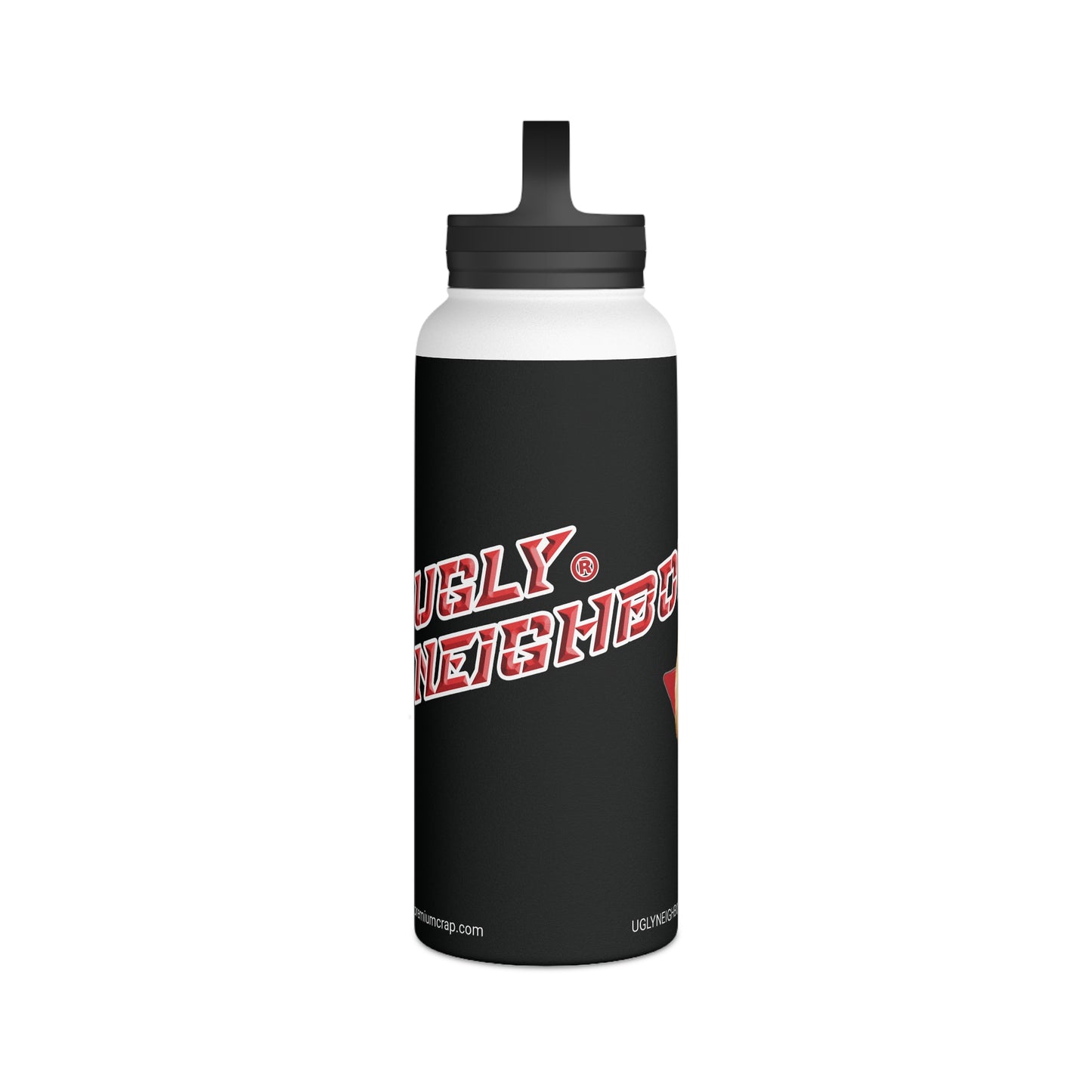 Ugly Neighbor Stainless Steel Water Bottle, Handle Lid