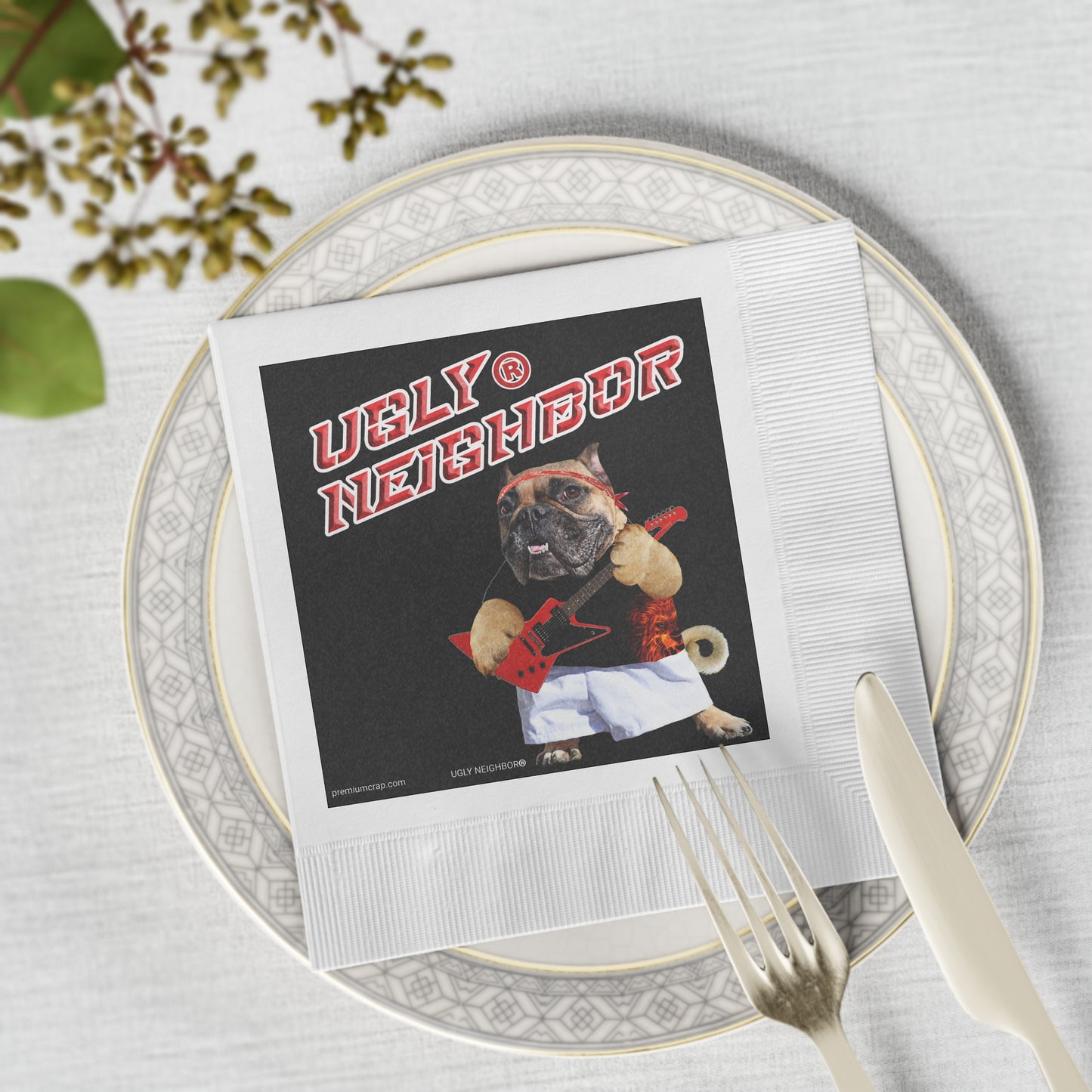 Ugly Neighbor White Coined Napkins