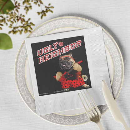 Ugly Neighbor II White Coined Napkins