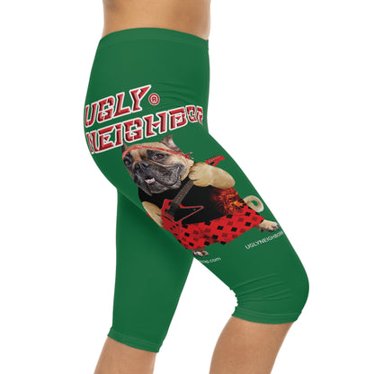 Ugly Neighbor II Women’s Capri Leggings - Dark Green