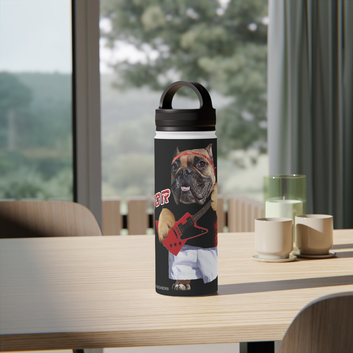 Ugly Neighbor Stainless Steel Water Bottle, Handle Lid