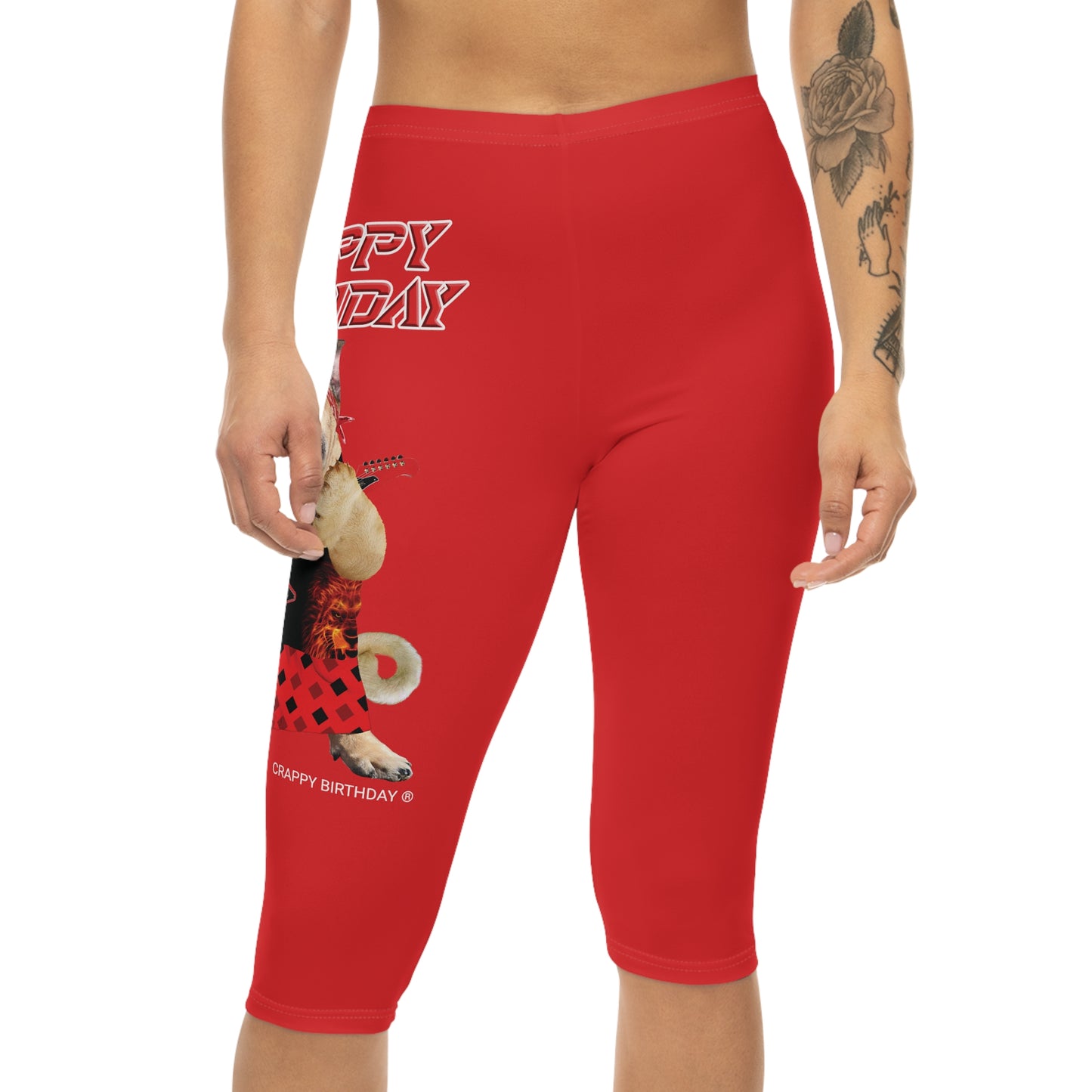 Crappy Birthday II Women’s Capri Leggings - Red