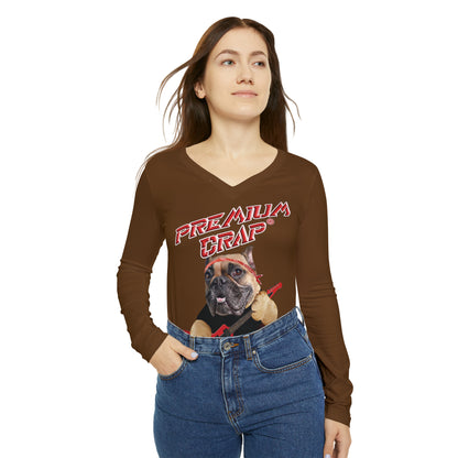 Premium Crap II Women's Long Sleeve V-neck Shirt - Brown