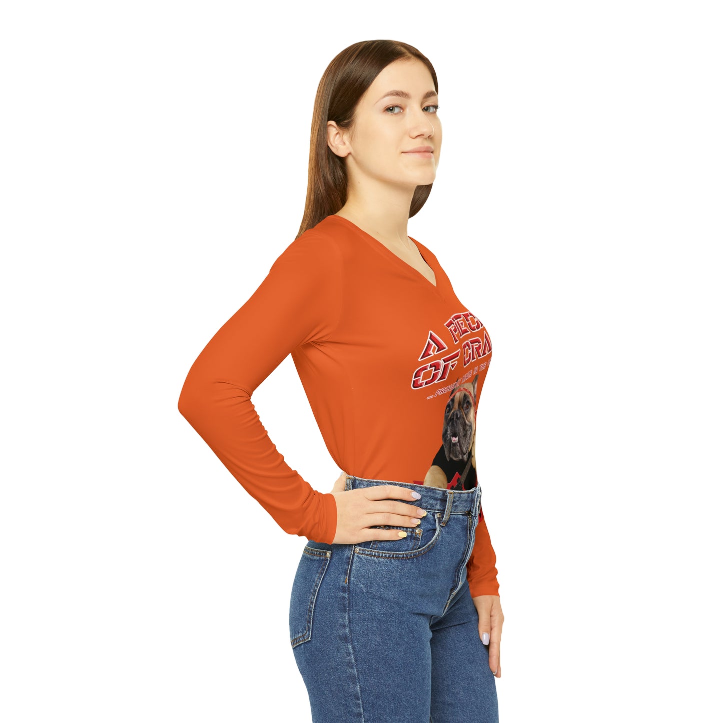 A Piece Of Crap II Women's Long Sleeve V-neck Shirt - Orange