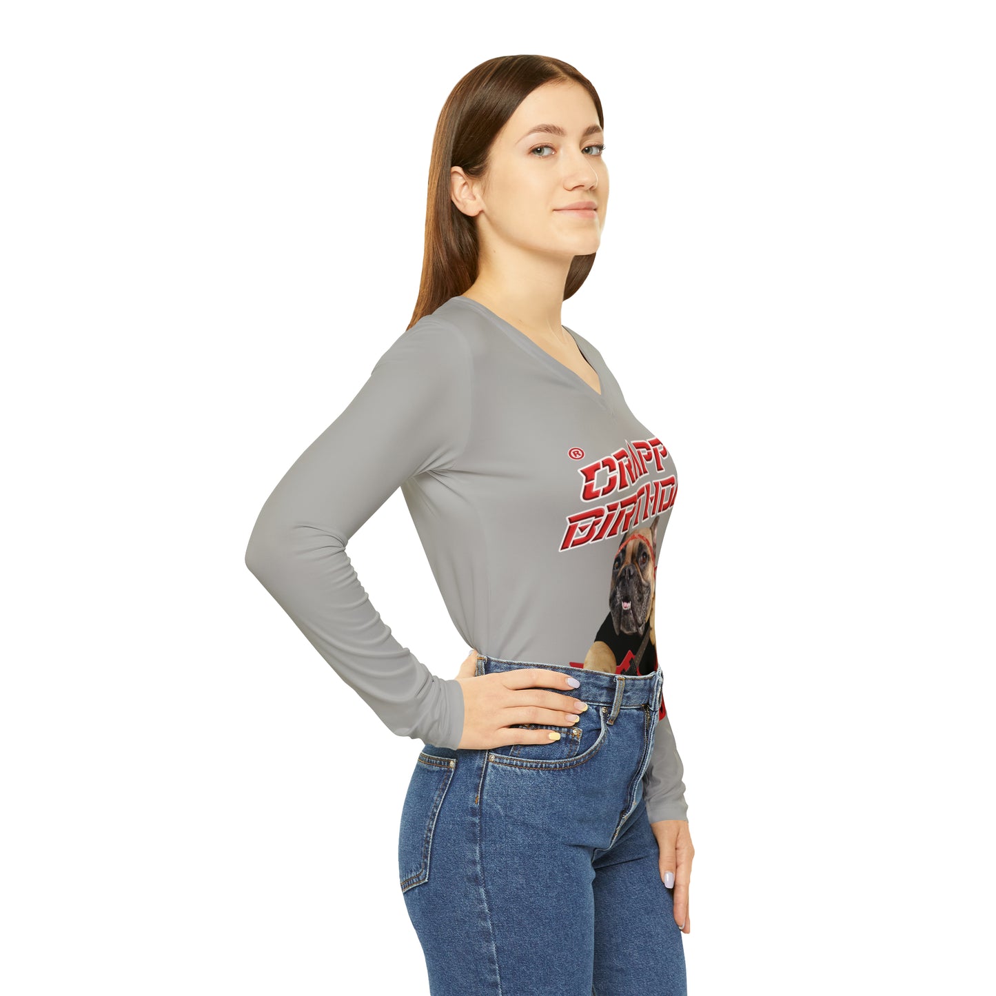 Crappy Birthday II Women's Long Sleeve V-neck Shirt - Light Grey