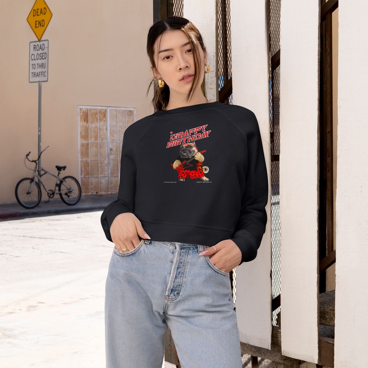 Crappy Birthday II Women's Cropped Fleece Pullover