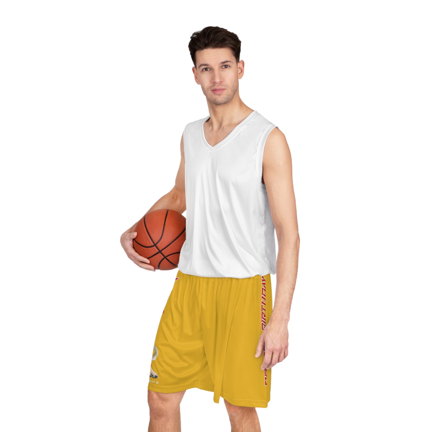 Crappy Birthday II Basketball Shorts - Yellow