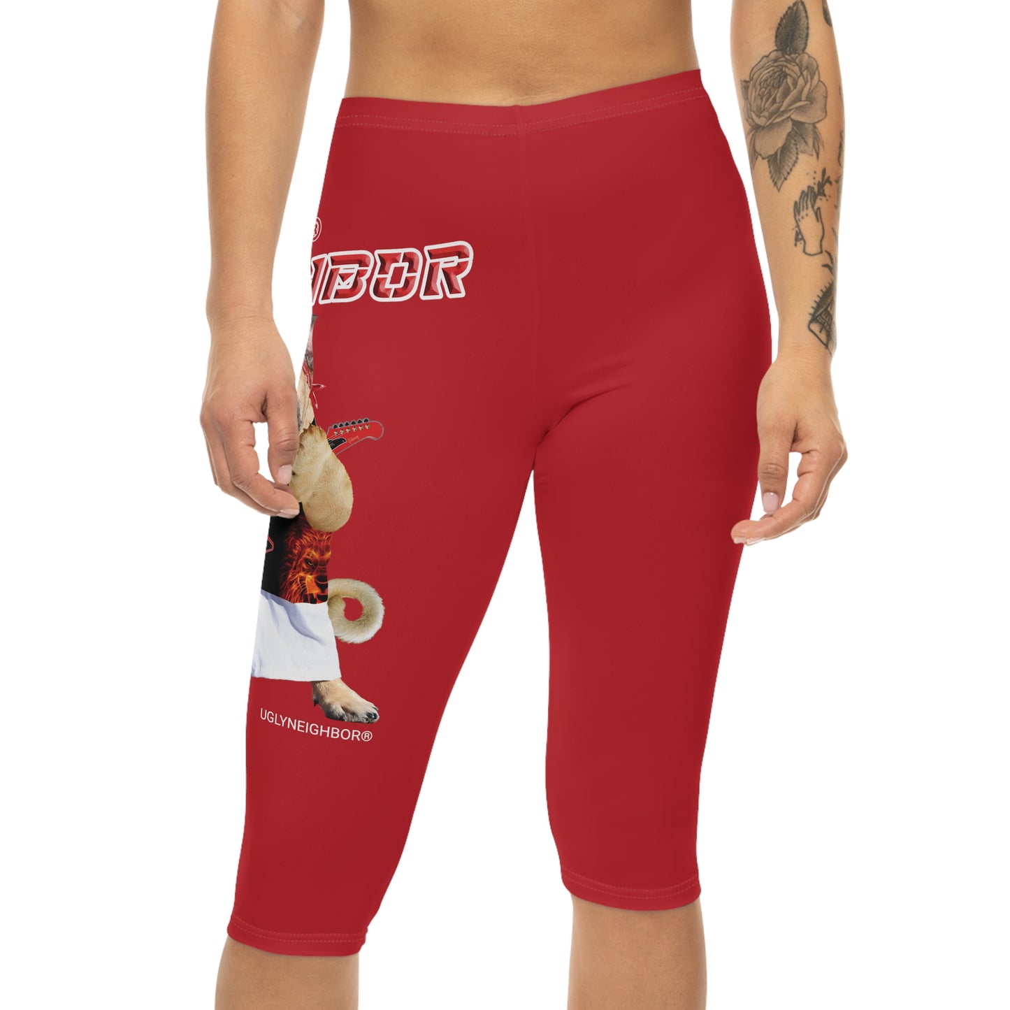 Ugly Neighbor Capri-Cious Leggings - Dark Red