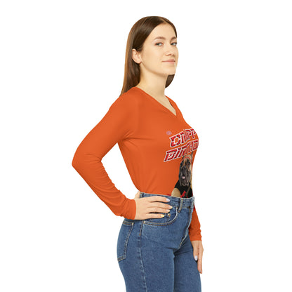 Crappy Birthday II Women's Long Sleeve V-neck Shirt - Orange