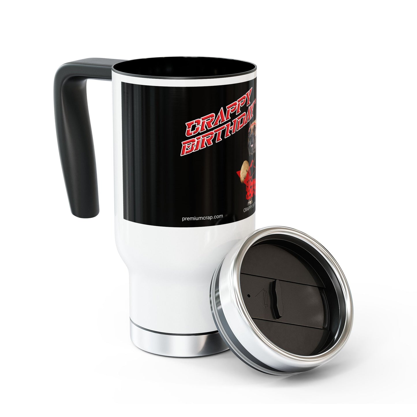 Crappy Birthday II Stainless Steel Travel Mug with Handle, 14oz