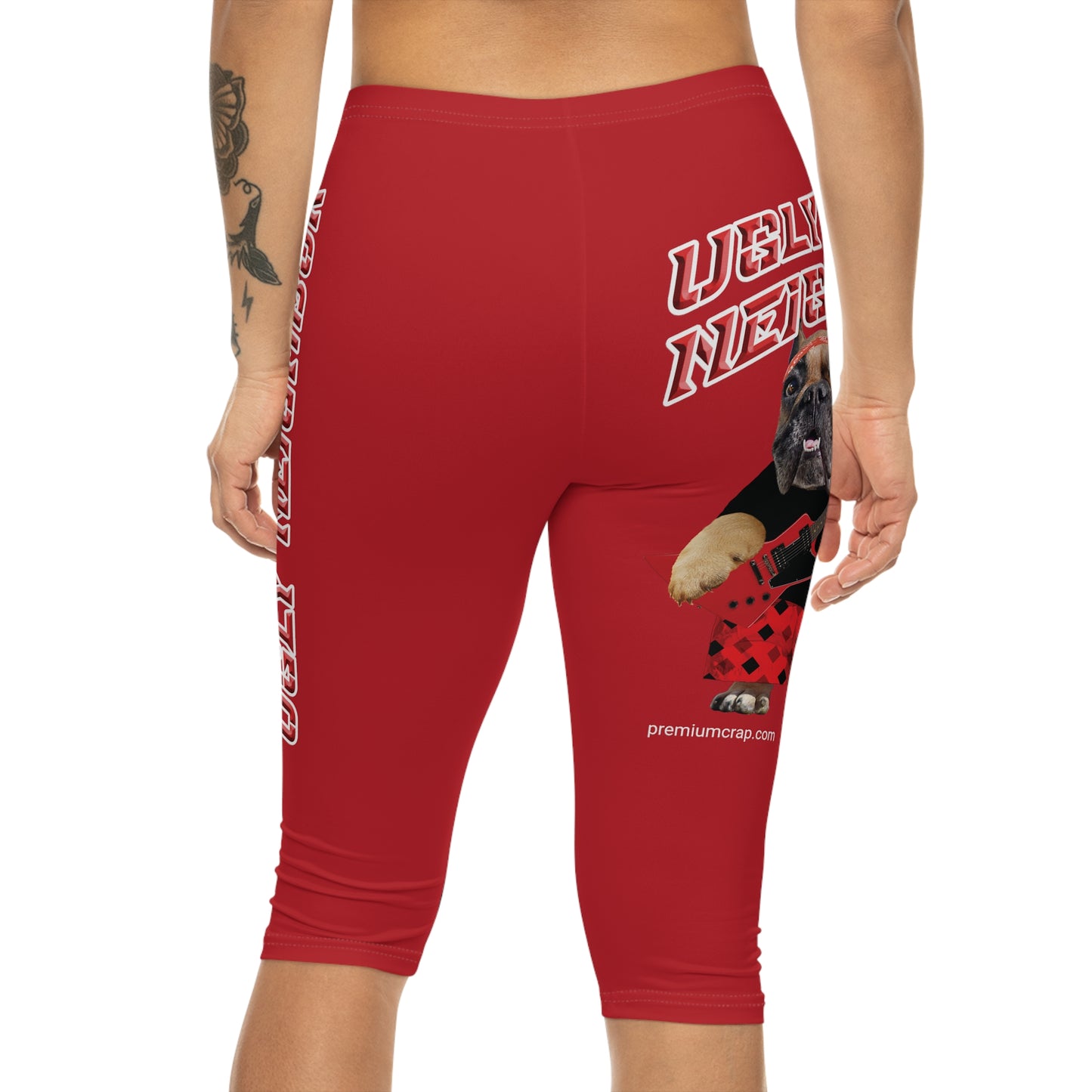 Ugly Neighbor II Women’s Capri Leggings - Dark Red