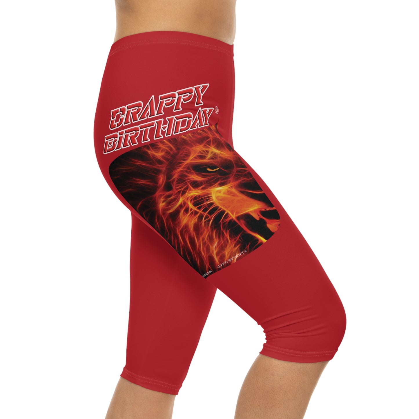 Crappy Birthday Capri-Cious Leggings - Dark Red