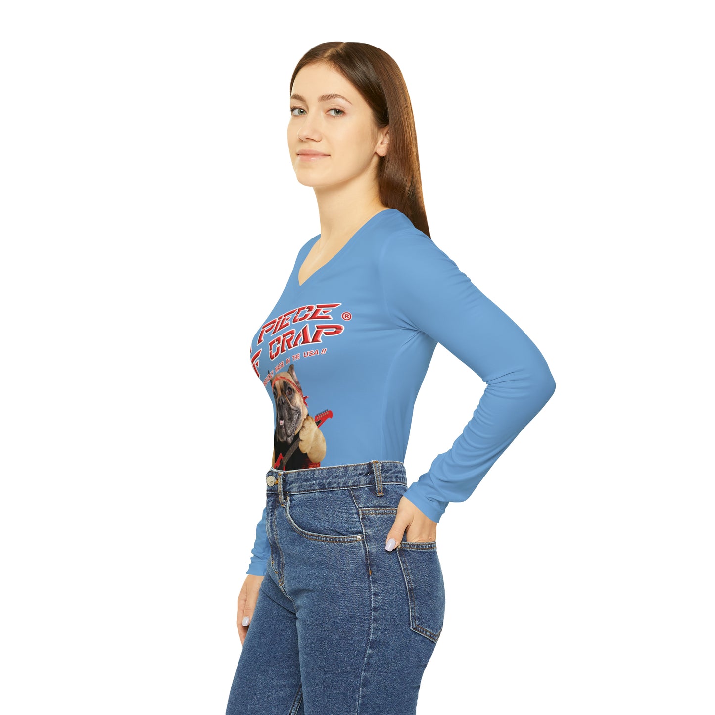 A Piece Of Crap II Women's Long Sleeve V-neck Shirt - Light Blue