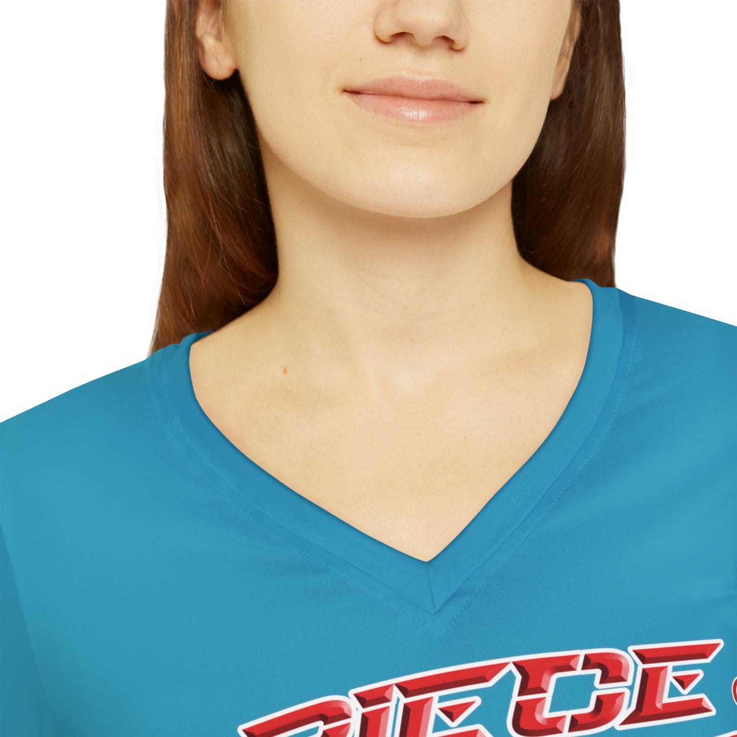 A Piece Of Crap Chic Long Sleeve V-Neck Tee - Turquoise