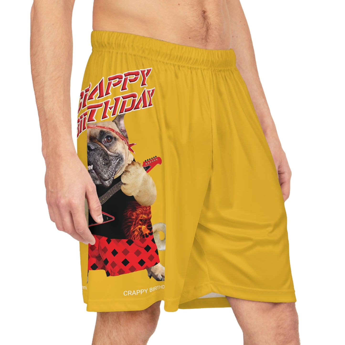 Crappy Birthday II Basketball Shorts - Yellow