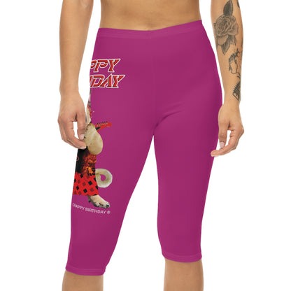 Crappy Birthday II Women’s Capri Leggings - Pink