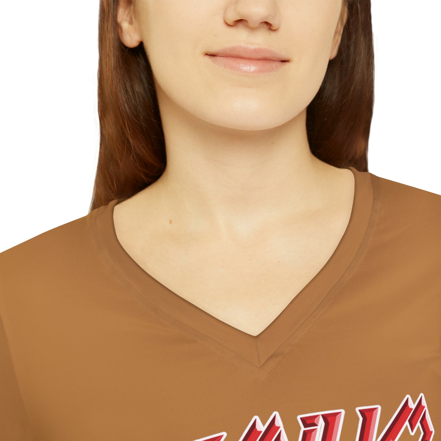 Premium Crap Chic Long Sleeve V-Neck Tee - Light Brown