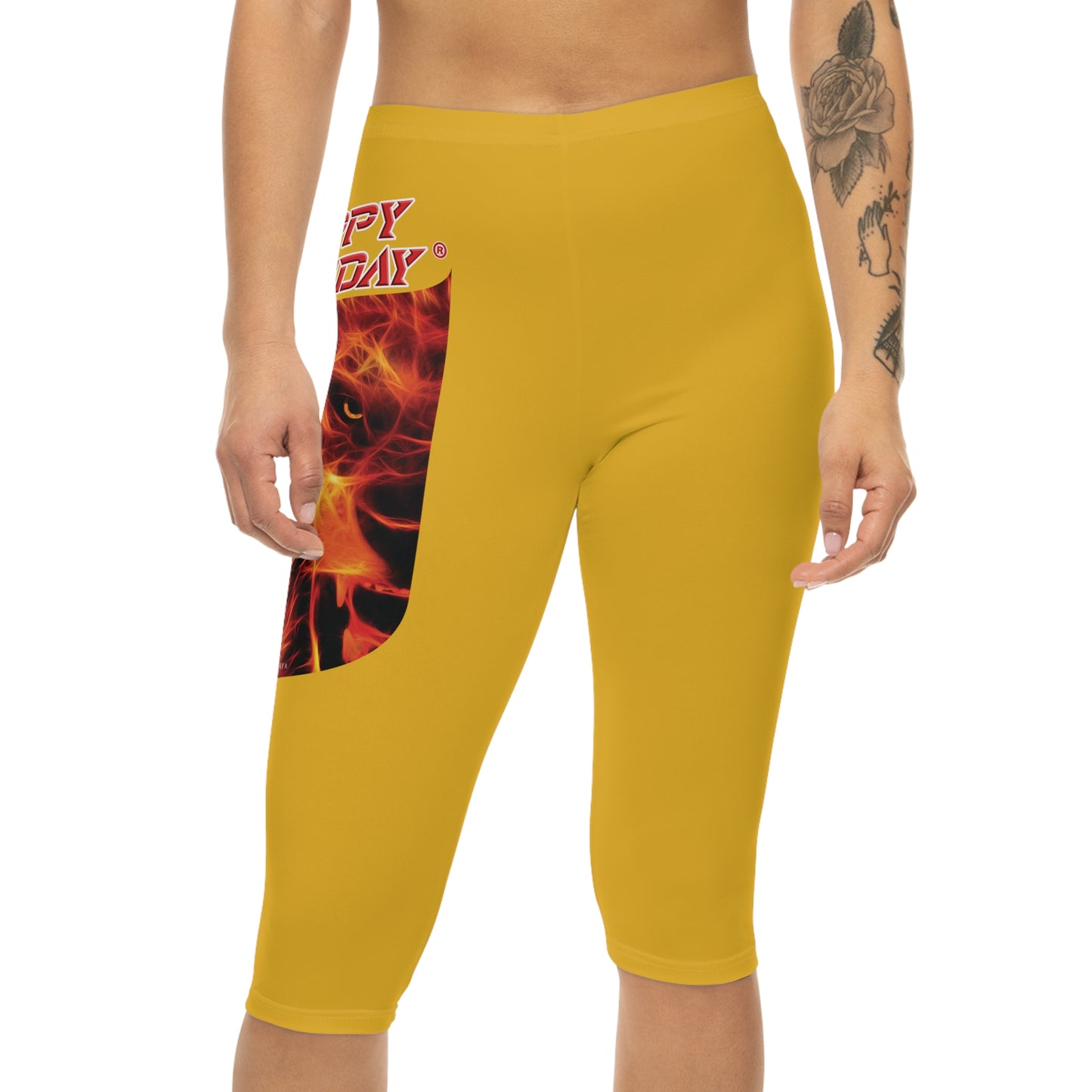 Crappy Birthday Capri-Cious Leggings - Yellow