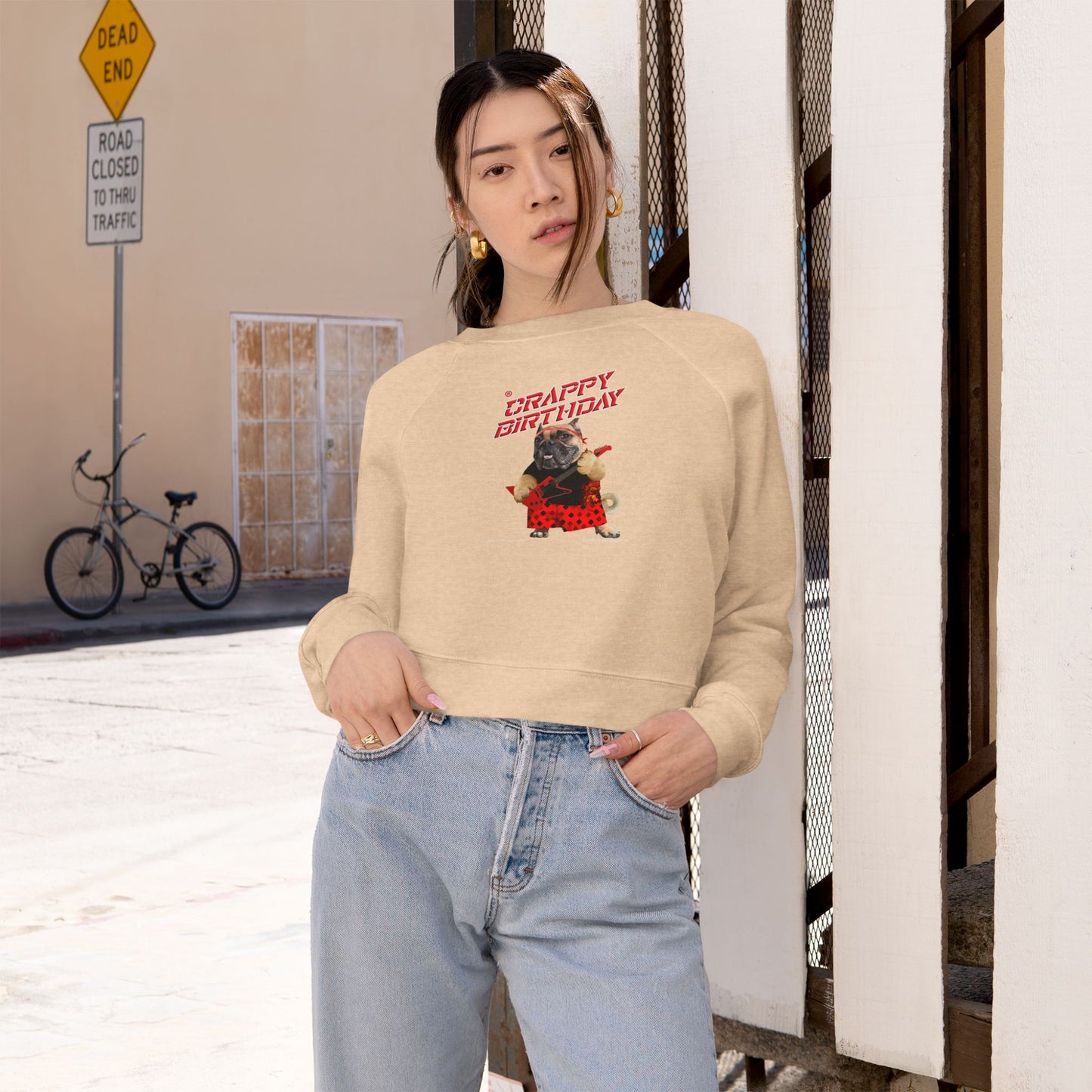Crappy Birthday II Women's Cropped Fleece Pullover