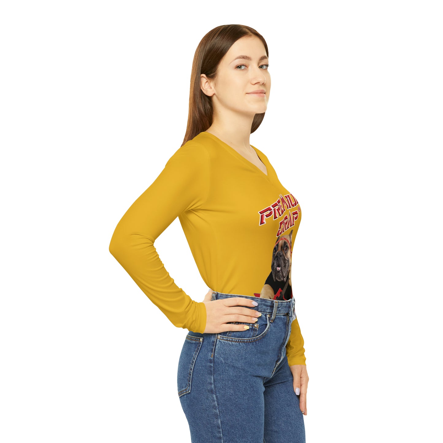 Premium Crap Women's Long Sleeve V-neck Shirt - Yellow