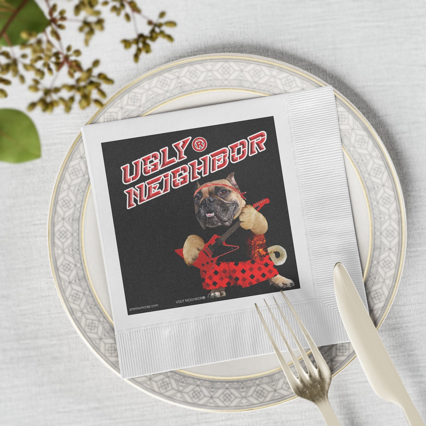 Ugly Neighbor II White Coined Napkins