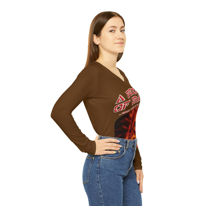 A Piece Of Crap Chic Long Sleeve V-Neck Tee - Brown