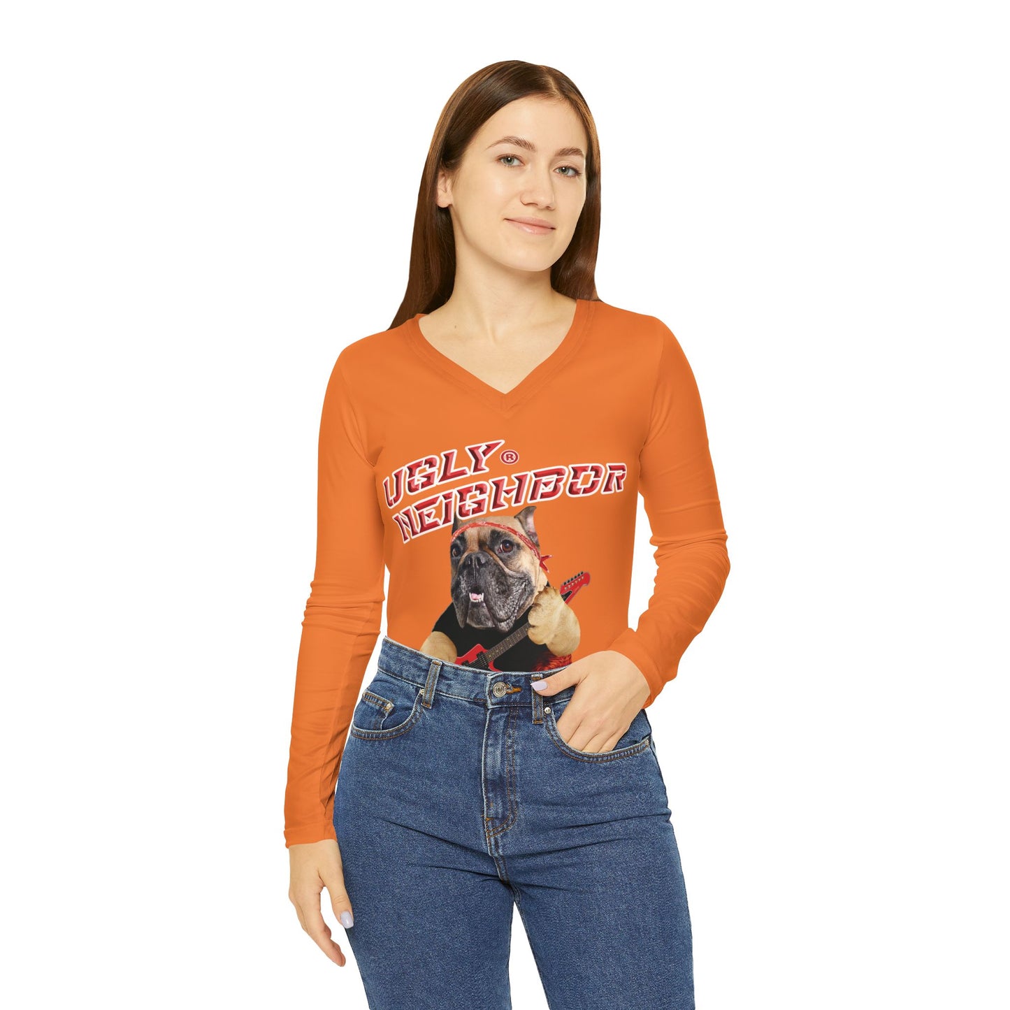 Ugly Neighbor Women's Long Sleeve V-Neck Shirt