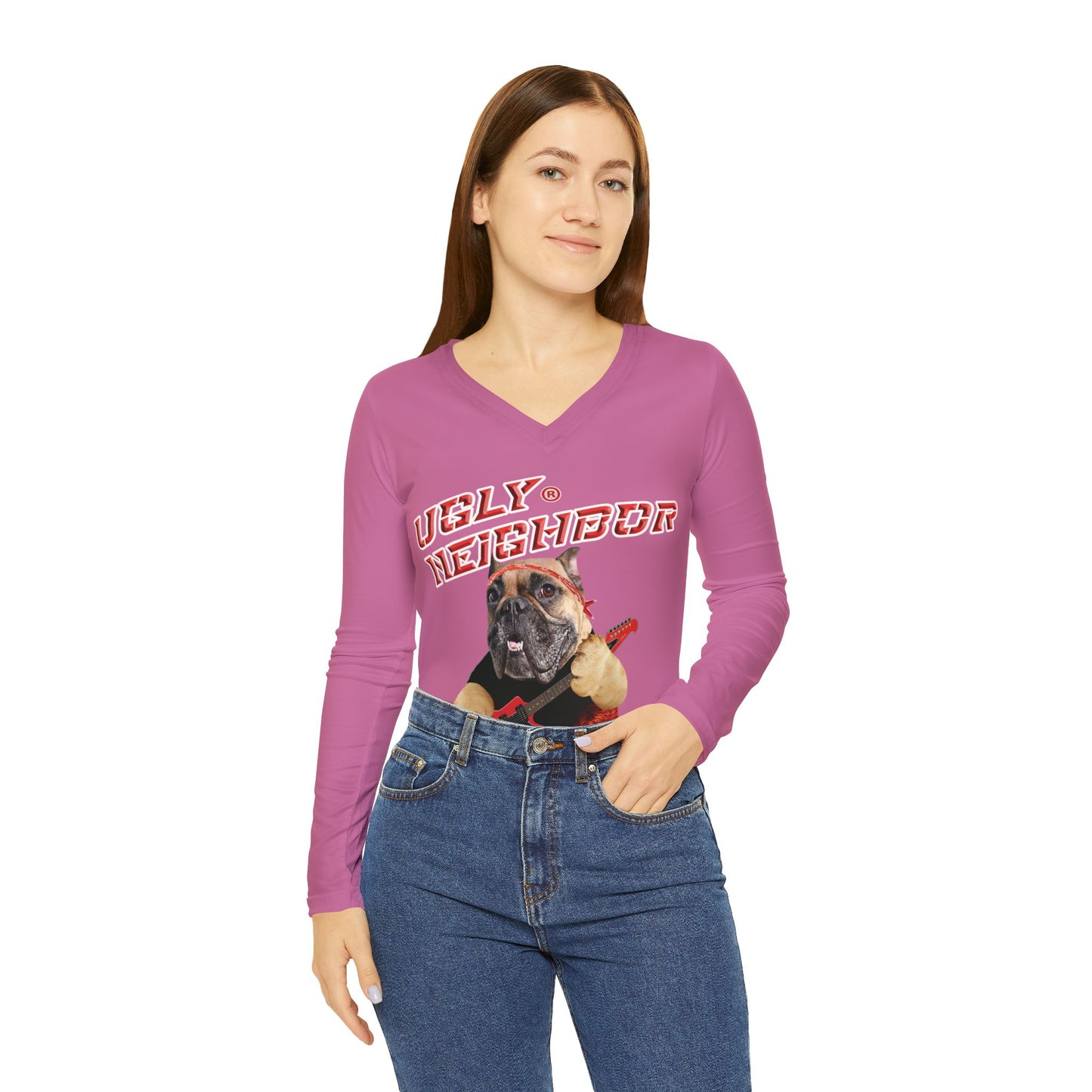 Ugly Neighbor Women's Long Sleeve V-Neck Shirt