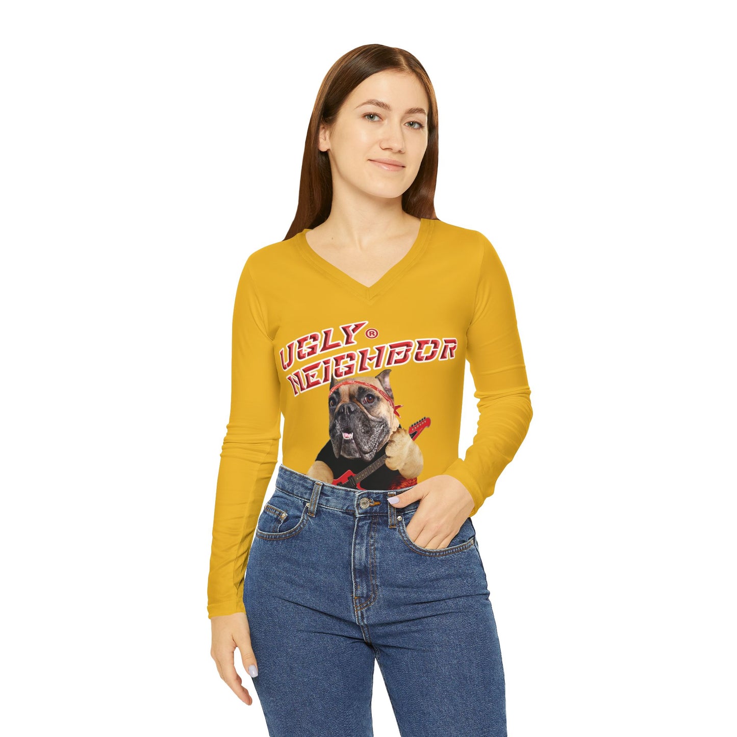 Ugly Neighbor Women's Long Sleeve V-Neck Shirt