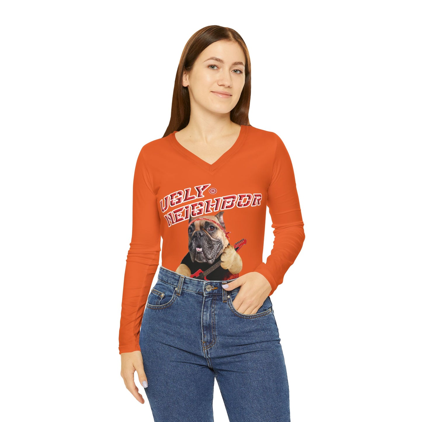 Ugly Neighbor Women's Long Sleeve V-Neck Shirt
